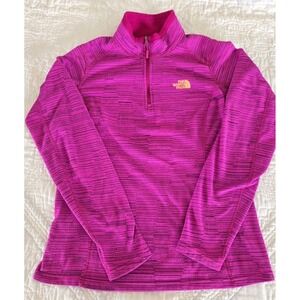 Women's The North Face Glacier Fleece 1/4-Zip Pullover Size M Pink Purple TNF